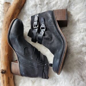 Franco Sarto Linden 2 black buckled ankle booties